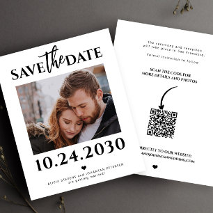 Budget modern photo QR code wedding save the date