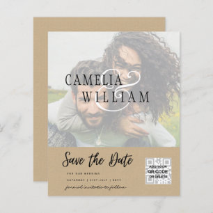 BUDGET Modern PHOTO Save The Date QR CODE RSVP