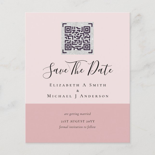 BUDGET Modern PHOTO SAVE THE DATE QR CODE RSVP Flyer (Front)