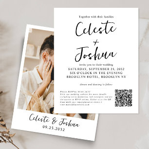 Budget Modern Photo Script Name QR Code Wedding