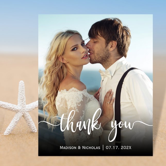 Budget Modern Photo Script Wedding Thank You Flyer (Creator Uploaded)