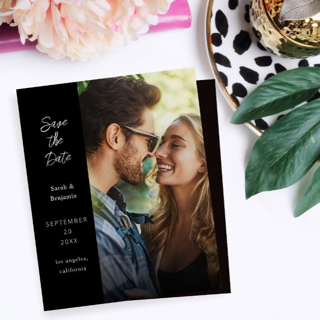 Budget Modern Photo & Side Save the Date - Black (Creator Uploaded)