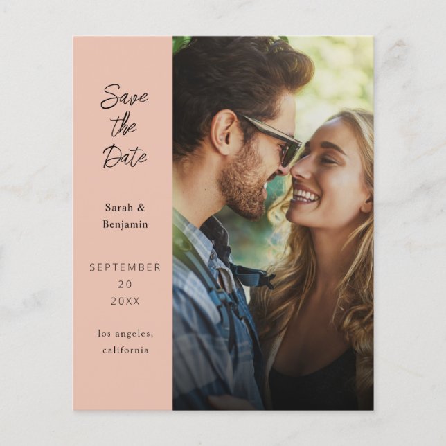 Budget Modern Photo & Side Save the Date - Natural (Front)