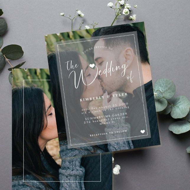 Budget modern photo transparent wedding invitation (Creator Uploaded)