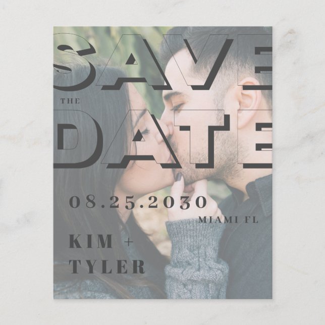 Budget modern photo wedding save the date flyer (Front)