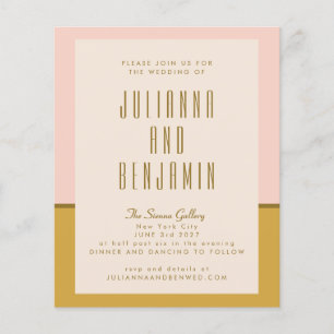 Budget Modern Pink Mustard Wedding Invite