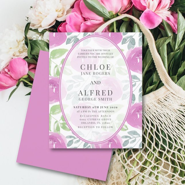 Budget Modern Pink Watercolor Rose Wedding (Creator Uploaded)