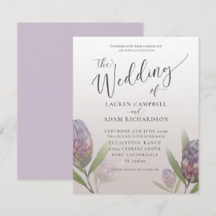 Budget Modern Purple Floral Wedding Invitation