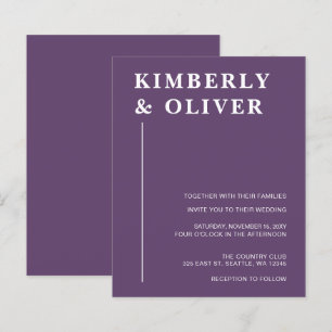 Budget Modern Purple Wedding Invitations