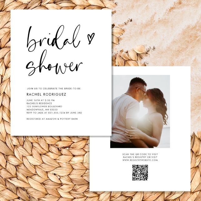 Budget Modern QR Code Bridal Shower  Flyer (Budget Bridal Shower Invitations With Qr Code)