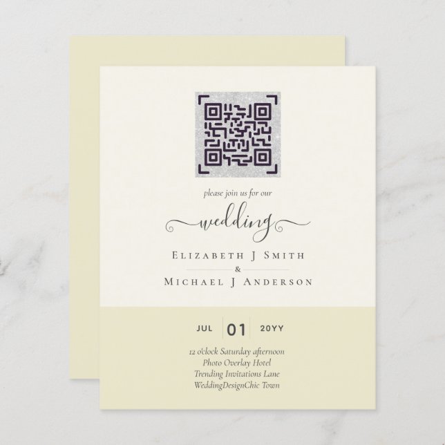 BUDGET Modern QR Scanning Code Wedding Invites (Front/Back)