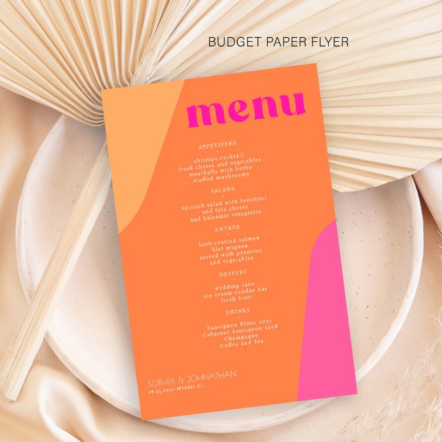 Budget modern retro abstract wedding menu template (Creator Uploaded)
