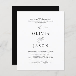 BUDGET Modern Romantic Script Black White Wedding