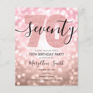 Budget Modern Rose Gold 70 Birthday Party Invite Flyer