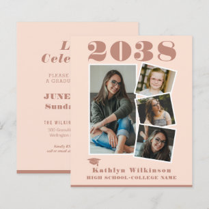 BUDGET Modern Rose Pink 4 Photo Simple Invitation