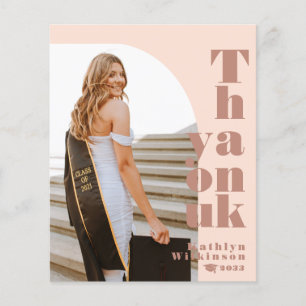 BUDGET Modern Rose Pink Arch Photo Grad Thank You Flyer
