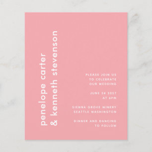 Budget Modern Rose Pink Simple Wedding Invite