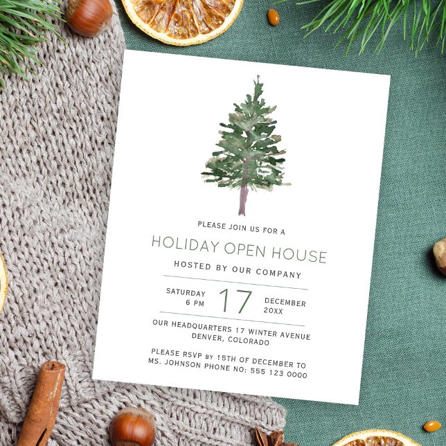 Budget modern rustic holiday open house invitation (Creator Uploaded)