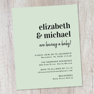 Budget Modern Sage Couples Baby Shower Invitation