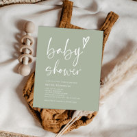 Budget Modern Sage Green Baby Shower Invitation