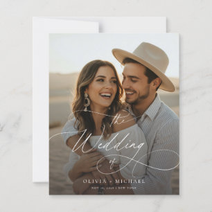 Budget Modern Script Boho Photo Wedding Invites