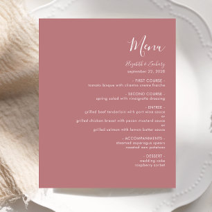 Budget Modern Script Dusty Rose Wedding Menu