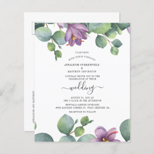 Budget Modern Script Eucalyptus Watercolor Invite