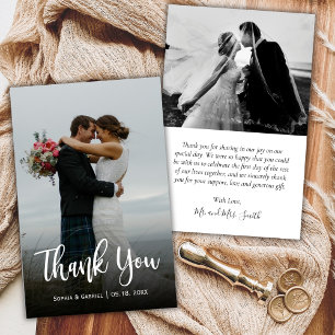 Budget Modern Script Full Photo Wedding Thank You Flyer