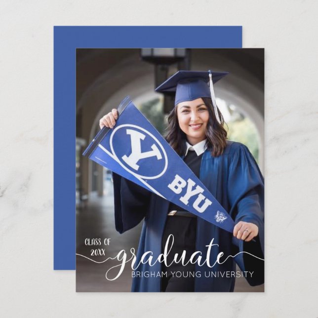 Budget Modern Script Graduation Photo Announcement (Front/Back)