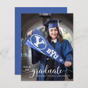 Budget Modern Script Graduation Photo Announcement