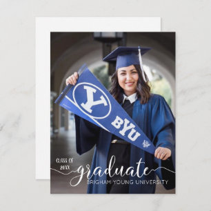 Budget Modern Script Graduation Photo Announcement