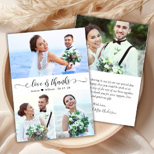 Budget Modern Script Photo Wedding Thank You Card
