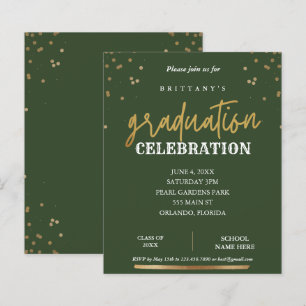 Budget Modern Script Sage & Gold Graduation Invite