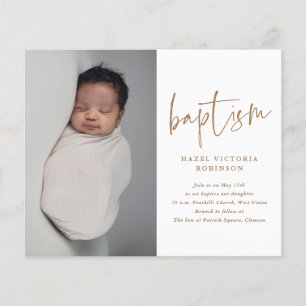Budget Modern Script Simple Baptism Invitation 