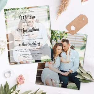 Budget modern script transparent photo wedding
