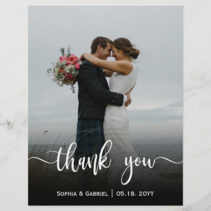 Budget Modern Script Wedding Photo Thank You Card