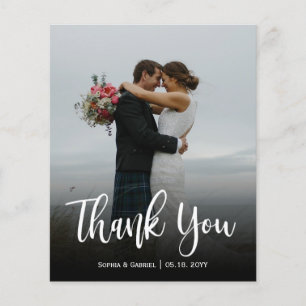 Budget Modern Script Wedding Photo Thank You Card