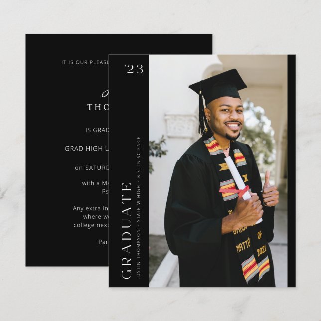 Budget Modern Side Photo Graduation - Black  (Front/Back)