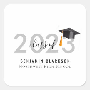 budget modern simple class of 2023 graduate square sticker
