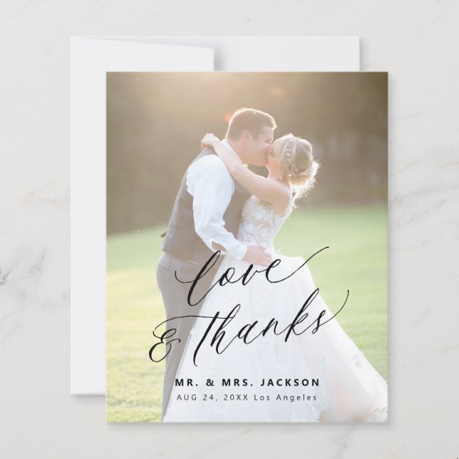 Budget modern simple photo wedding love and thanks (Front)