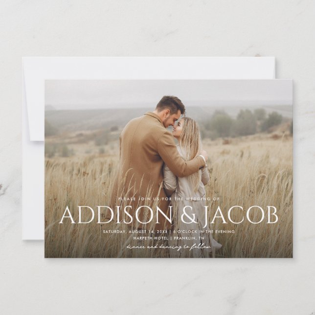 Budget Modern Simple Type Names Photo Wedding Invitation (Front)
