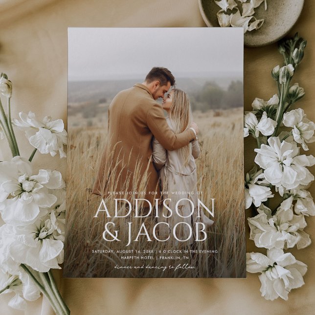 Budget Modern Simple Type Names Photo Wedding Invitation (Creator Uploaded)