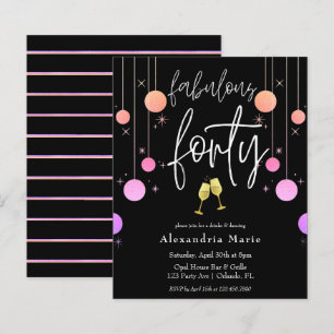 Budget Modern Sparkle "Fabulous Forty" Birthday