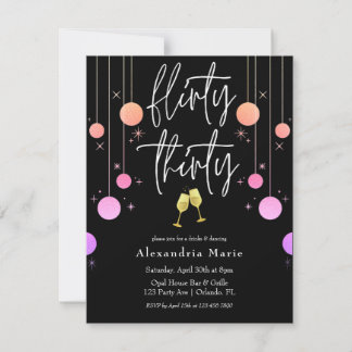Budget Modern Sparkle "Flirty Thirty" Birthday Invitation