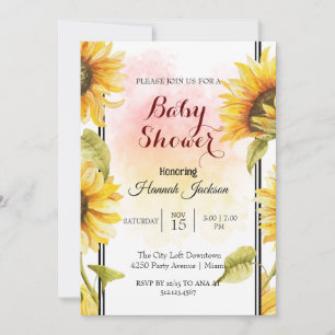  Budget modern sunflower baby shower Invitation