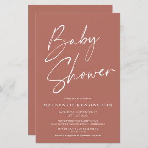 Budget Modern Terracotta Simple Script Baby Shower