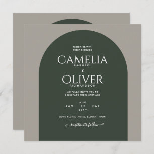 BUDGET Modern Typography Arch Minimalist Wedding Invitation