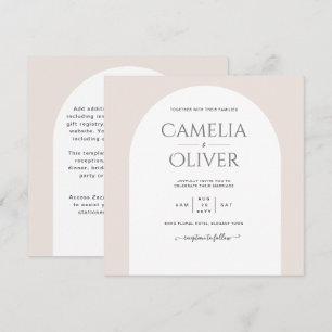BUDGET Modern Typography Arch Minimalist Wedding Invitation