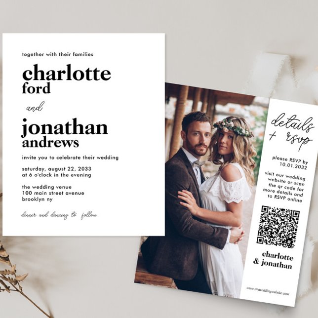 Budget Modern Typography QR Code Photo Wedding (Creator Uploaded)
