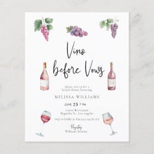 Budget Modern Vino Before Vows Bridal Shower Flyer